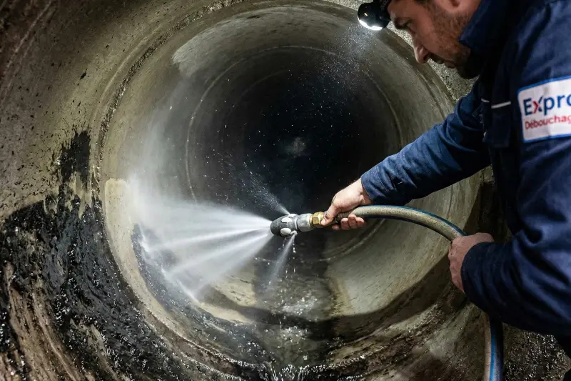 Curage de canalisation par hydrocurage haute pression — Expro Débouchage
